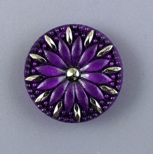COLORFUL CZECH GLASS BUTTON - Picture 1 of 4