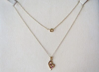 Collar 12k Amarillo GF y Corazón Colgante Arándano Topacio Gemas 1.46 Gramos Foto 1 de 4