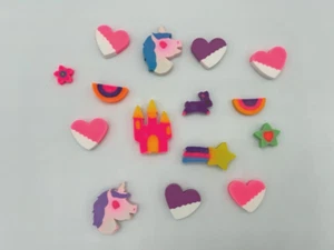 VTG Lot Lisa Frank Markie Unicorn Fantasy Erasers Castle Rainbow Shooting Star - Picture 1 of 2
