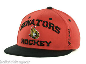 Ottawa Senators Reebok M254Z NHL FVF Stretch Fit Flat Bill Hockey Cap Hat S/M