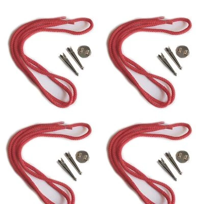 Blank Bolo Tie Parts Kit Round Slide Smooth Tips Red Cord Silvertone Pk/4 - Image 1 of 4