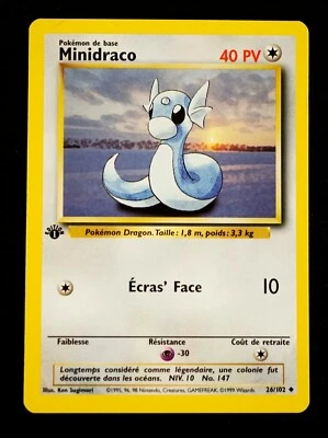 Authentic FIRST EDITION French POKEMON MINIDRACO #26 1999 Base set card - Image 1 of 2