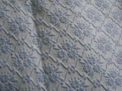 Jeté de lit bleu / blanc ancien jacquart piqué de coton épais LINVOSGES,+ housse - Photo 1/4