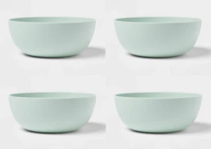 4-PACK Large Plastic Bowls BPA-FREE Microwave 6.75" Wide 38oz - Matte Mint Green - Picture 1 of 4