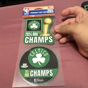 Boston Celtics 2024 NBA Finals Champions 2 Pack Decal Pack  4x4 Each WINCRAFT - Picture 1 of 2