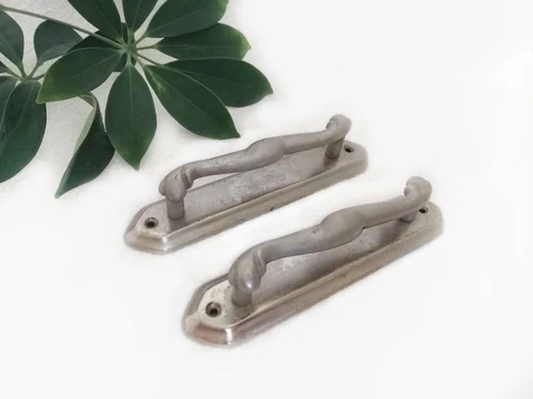 Vintage Door Handles Pair Small Metal Drawer Cabinet Pulls Interior Soviet 70s Cover
