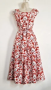 Seasalt Size 24 RRP £70 BNWT White/Red Floral Patter Belted Midi Dress Pockets - Picture 1 of 24