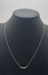 Dainty Silver Tone Rhinestone U Shaped? Arrow? Pendant 14" Necklace Unmarked - Picture 1 of 3