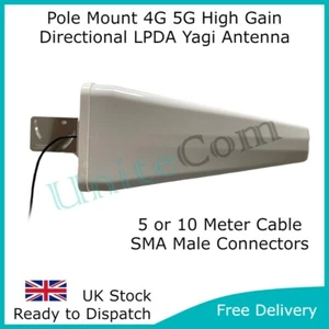 Antena aérea Yagi LPDA direccional de alta ganancia 4G 5G tres 02 Vodafone EE 5M 10M - Imagen 1 de 11