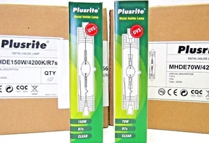 2 x PLUSRITE Metal Halide Lamp R7s - MHDE 150W OR 70W Clear - Picture 1 of 3