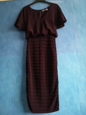 Mint Velvet Aubergine Purple Wrap Front Layered Midi Bandage Dress Size 8 - Image 1 of 4