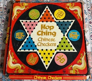 Vintage Pressman Hop Ching Tin Metal Chinese Checkers Game w/ Original Box - Picture 1 of 4