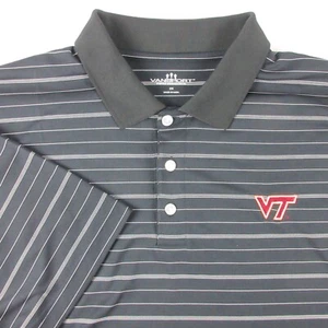 Virginia Tech Polo Shirt Men 2XL XXL Black Striped Vansport Performance VT Golf - Picture 1 of 13