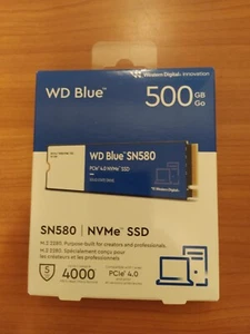 Western Digital WD Blue SN580 500GB M.2 NVMe SSD Interno (WDS500G3B0E) Pcle 4.0 - Foto 1 di 1