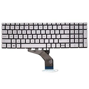 Ersatz für HP Pavilion 15-CS3004NS silberner Laptop hintergrundbeleuchtete Tastatur UK Layout