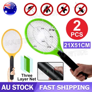 2x Electric Bug Zapper Tennis Racket Mosquito Fly Swatter Insect Killer Handheld - Picture 1 of 9