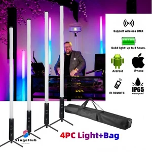 4pc/Bag 150cm RGBWA LED 360 Tube Wireless Battery Pixel Led Tube DJ stage Light - Picture 1 of 10