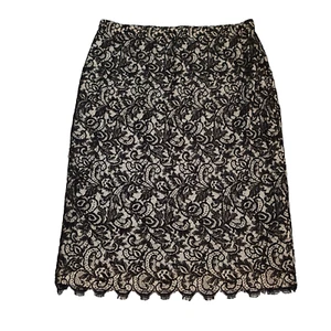St John Size 16 Knit Pull On Skirt black cream lace - Picture 1 of 12