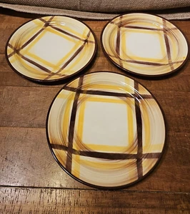 3 Piece Vtg Vernon Kilns Vernonware Dinner Plates 9.5”Organdie Plaid USA - Picture 1 of 8