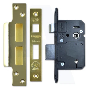 Legge N5762 BS 5 Leve Mortice Porta Sashlock 76mm/3" Ottone Lucido - Foto 1 di 1
