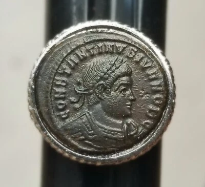 Ancient Roman Coin of Constantine the Great Dynasty Solid Sterling Silver Ring  - Image 1 of 4