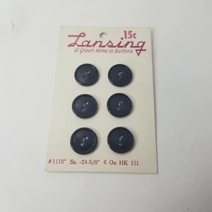 Vintage Lansing Two-Hole Buttons New Old Stock Dark Blue MCM 5/8" Small On Card - Picture 1 of 5