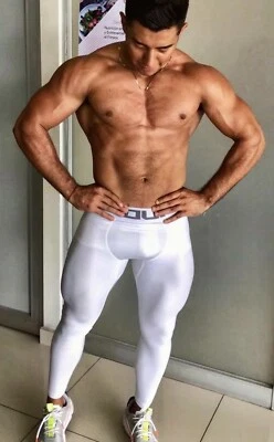 Men's Jock Under Armour Spandex Tights Compression Pants White 2XL - Image 1 of 2