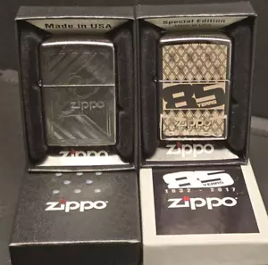 Zippo zestaw 2 szt.: 80th+85th Anniversary: splot lniany i chrom polerowany - Zdjęcie 1 z 13