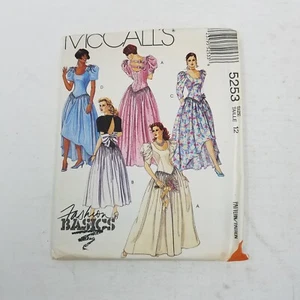 McCalls Fashion Basics Formal Dress Sewing Pattern 5253 Women 12 80s 90s Prom - Picture 1 of 4
