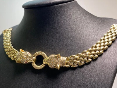 14ct GOLD BRACELET DIAMONDS & RUBY PANTHER RING HALLMARKS LENGHT 192mm EXQUISITE - Image 1 of 4