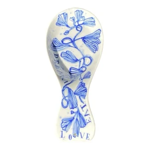 ANTHROPOLOGIE BLUE WHITE Floral Spoon Rest by Ruan Hoffmann, Love Eat Dream - Picture 1 of 2