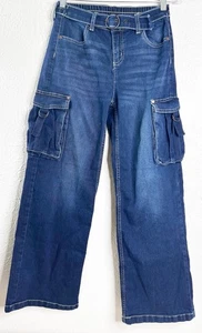 Limited Too Sz 16 Girls (Actual 25x27) Wide Leg Stretch Cargo Jeans EUC - Picture 1 of 8