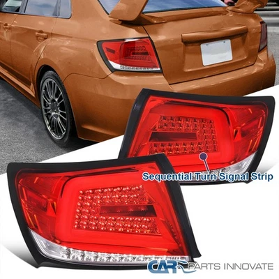 Fit 2008-2014 Subaru Impreza WRX Red Tail Lights Sequential LED Turn Signal Lamp - Imagem 1 de 4
