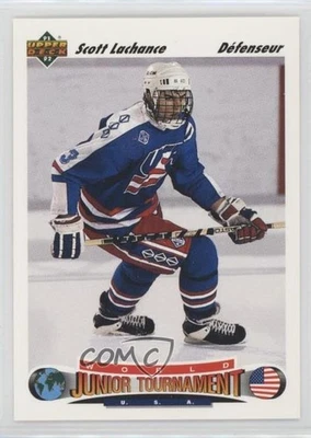 1991-92 Upper Deck French UD Logo Hologram Scott Lachance #692 Rookie RC - Image 1 of 2