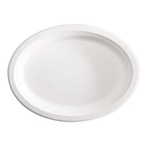 [50] Piatto Ovale Polpa Di Cellulosa 26x19 cm Green |Vassoi Biodegradabili - Foto 1 di 4