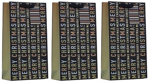 3er Pack Doppelflasche Geschenktüten mit Henkel & Etikett schwarz mit Frohe Weihnachten - Bild 1 von 3