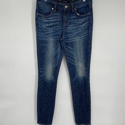 Pantalones de mezclilla Karen Millen para mujer 4 tachuelas punk gótico tiro medio desgastados  Foto 1 de 4