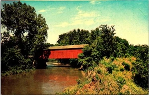 Princeton, Illinois ROTE ÜBERDACHTE BRÜCKE Postkarte - Bild 1 von 2