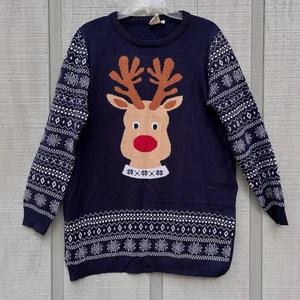 DARI Tunika Ugly Christmas Pullover Strick Rentier Schneeflocke Damen XL / Large - Bild 1 von 20