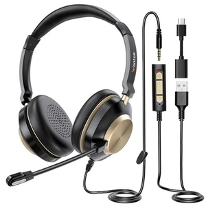 USB Computer Headset with Clear Chat Microphone, Lightweight On Ear Wired Hea... - Picture 1 of 7