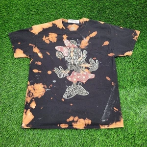 Disney Minnie-Mouse Shirt Womens Large 21x27 Upcycled Bleach - Picture 1 of 14