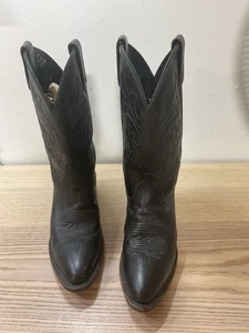 Dan Post Western Boots Cowboy Shoes Mens Size 7/5 D Black Leather - Picture 1 of 19