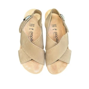 Papillio by Birkenstock Samira Rivets Tan Nubuck Slingback Wedge Sandals Size 37 - Picture 1 of 12
