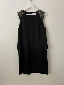 Tolles schlichtes schwarzes Eiszapfen Perlen Lagenlook Kleid Gr. M - Bild 1 von 5