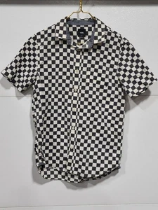 Vintage Vans schwarz weiß kariert S Knopfleiste Kragen Hemd Schachbrettmuster Small - Bild 1 von 9