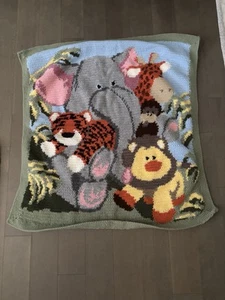 Handmade Crocheted Animal Baby Blanket - Picture 1 of 5