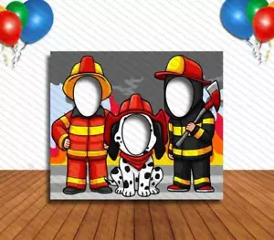 Feuerwehrmann und Dalmatiner Hundeausschnitt, Loch im Gesicht, Party Selfie Foto Requisite - Bild 1 von 6