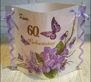 Tischdekoration zum 60 Geburtstag aus Servietten Windlicht Tischlicht Deko Zahl - Bild 1 von 3