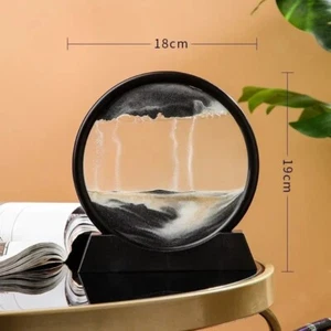 3D Hourglass Quicksand Moving Sand Art Picture Round Glass Deep Sea Sandscape - Picture 1 of 2