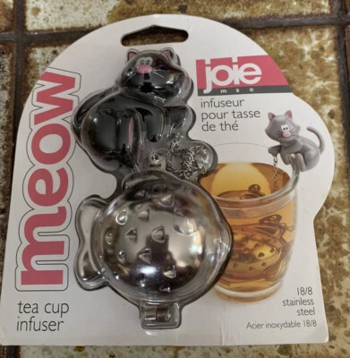 Infusor y colador de té de hojas sueltas Joie Meow Black Cat Foto 1 de 4